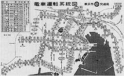 横浜の市電全盛時の路線図