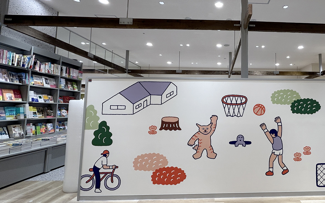 店舗壁面のイラストレーション