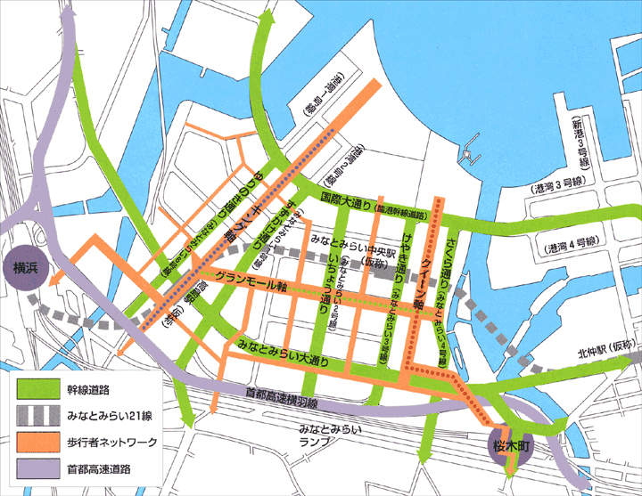 横浜みなとみらい21の幹線道路