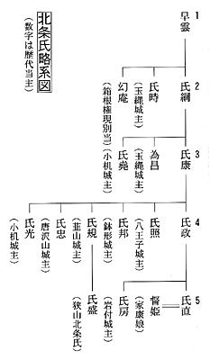 北条氏略系図（数字は歴代当主）